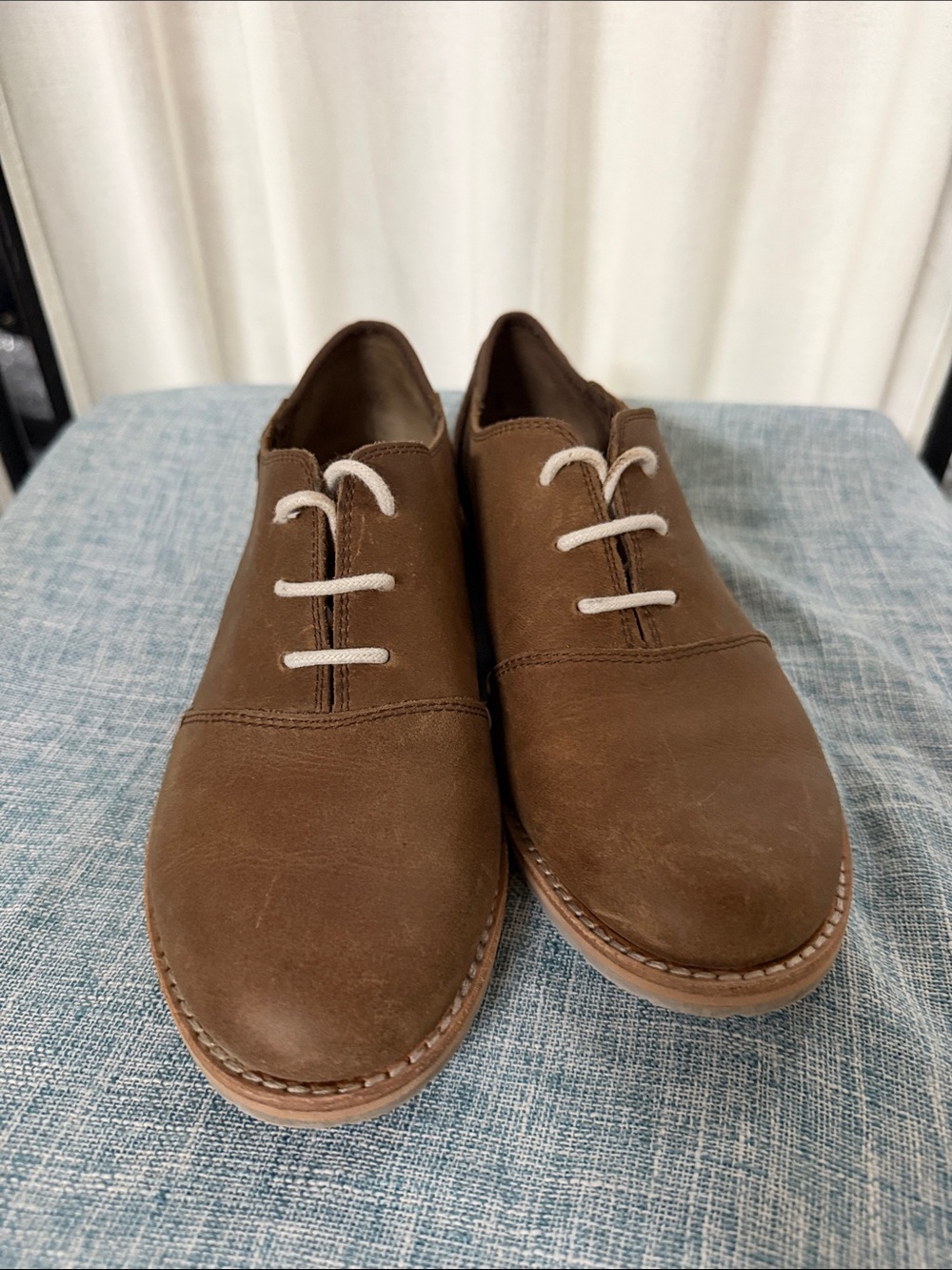 Ahnu Women’s Brown Leather Derby with White Contrast Laces